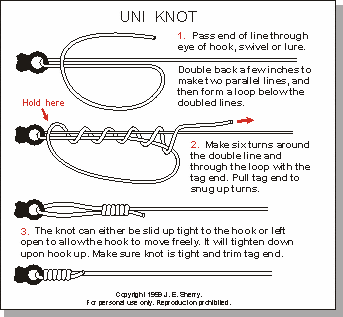 The Uni Knot is a good alternative to the Improved Clinch. It is very reliable and very easy to tie. This is a good knot when it is getting dark or if your eye sight is less than perfect!